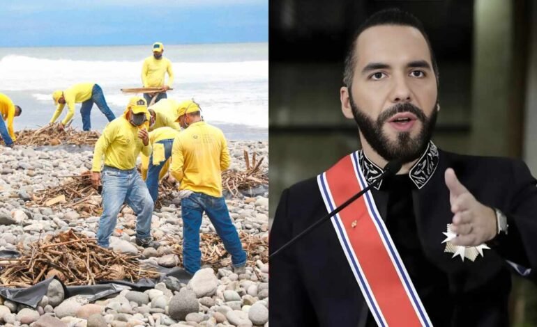 El gobierno de Bukele envía a reclusos a limpiar playas en El Salvador