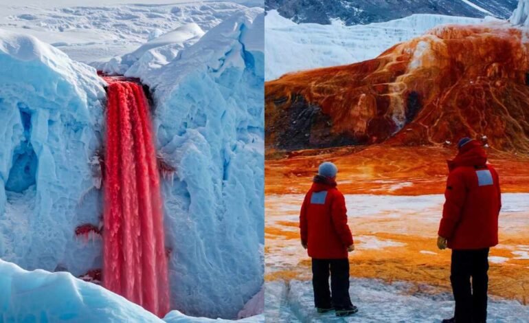 La Antártida tiene una cascada roja como sangre que nunca se congela