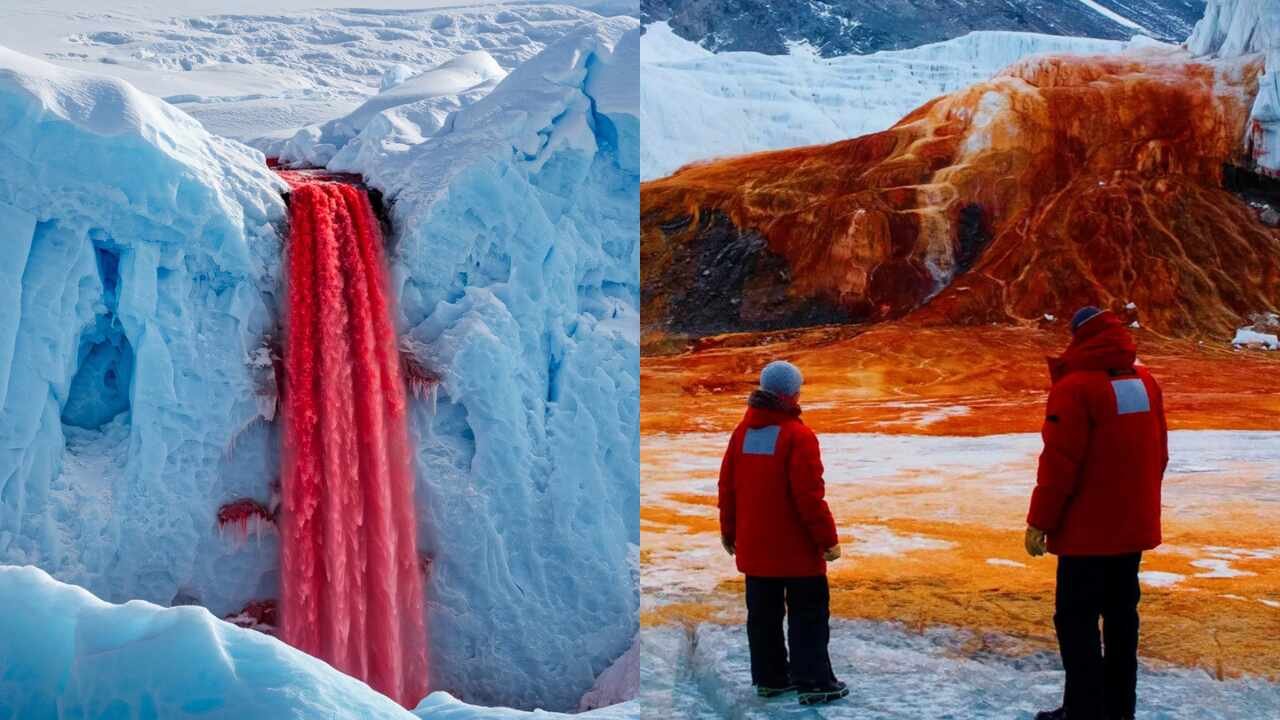 La Antártida tiene una cascada roja como sangre que nunca se congela