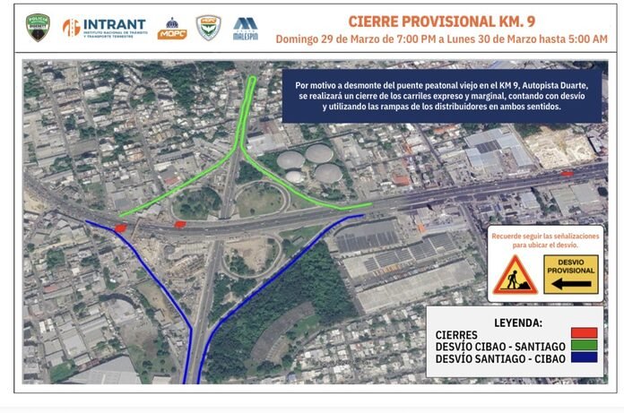 Anuncian desvío por retiro del viejo puente peatonal en el Kilómetro 9