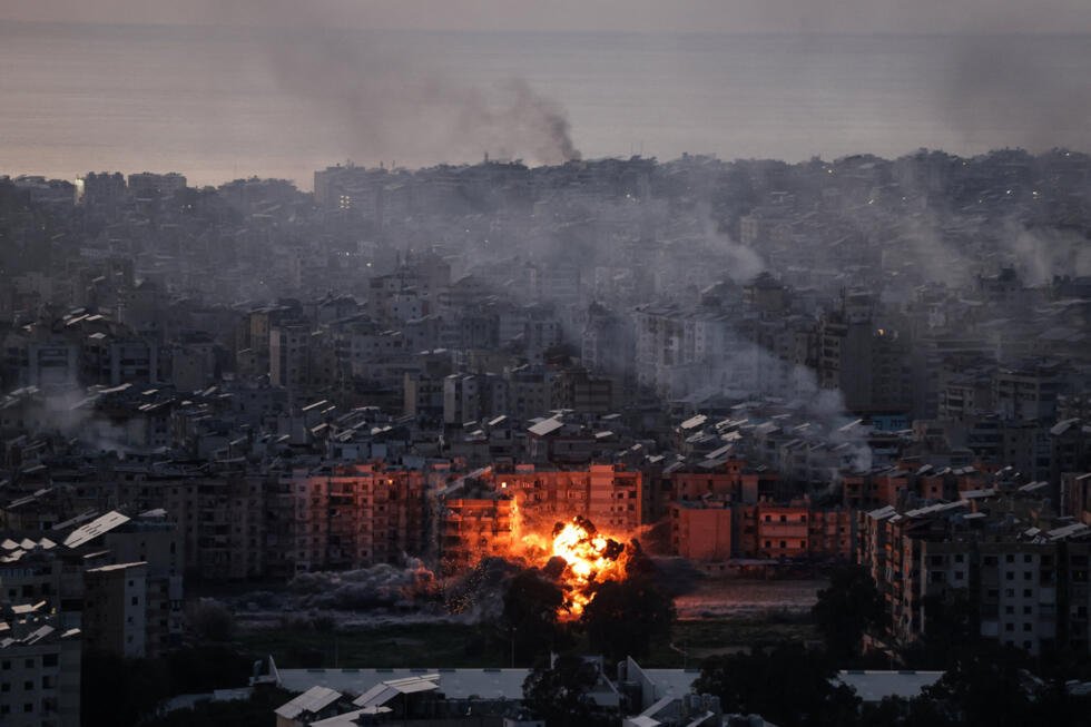 An Israeli air strike hits south Beirut.