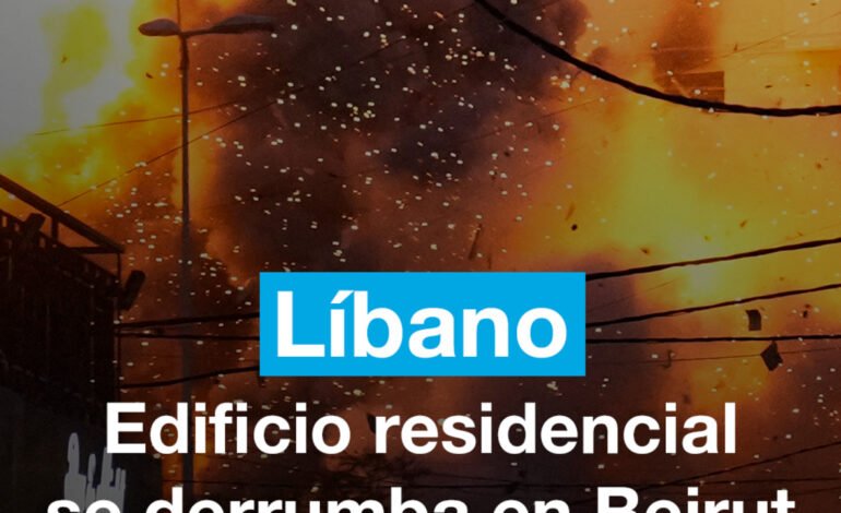 Edificio residencial se derrumba en Líbano tras ataque israelí