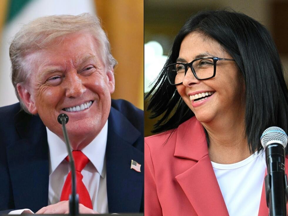 Archivo: combinación de fotografías del presidente de EEUU, Donald Trump, y de la presidenta interina de Venezuela, Delcy Rodríguez, tomadas el 18 de agosto de 2025 en Washington y el 4 de marzo de 2026 en Caracas, respectivamente