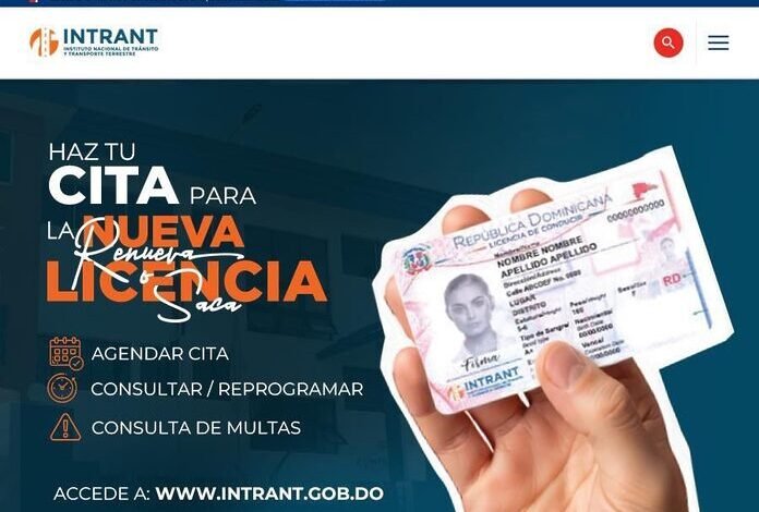 INTRANT habilita citas en línea para tramitar la nueva licencia de conducir
