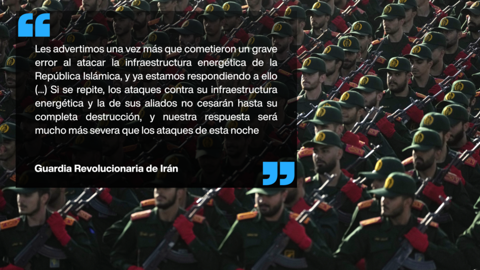 Respuesta de la Guardia Revolucionaria de Irán a los ataques a su infraestructura energética.